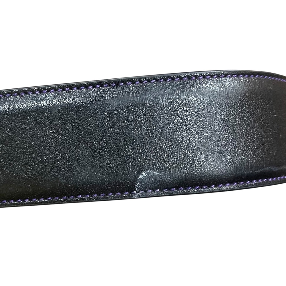 READ Ted Baker Mens Black Italian Leather Belt Purple Lining Size 40 Preppy Lux - Picture 3 of 11